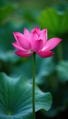 Fototapeta premium Lotus stem rising from the depths of the pond, stem, lotus, natural