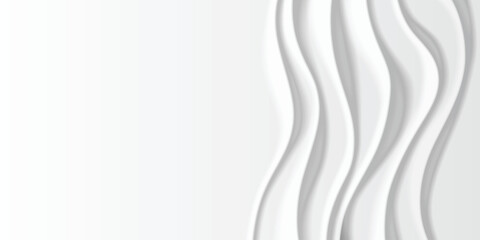 Abstract white wavy background with neumorphism effect. Smooth curves and subtle shadows in minimalist monochrome design for modern and futuristic ui, business presentations or graphic projects.