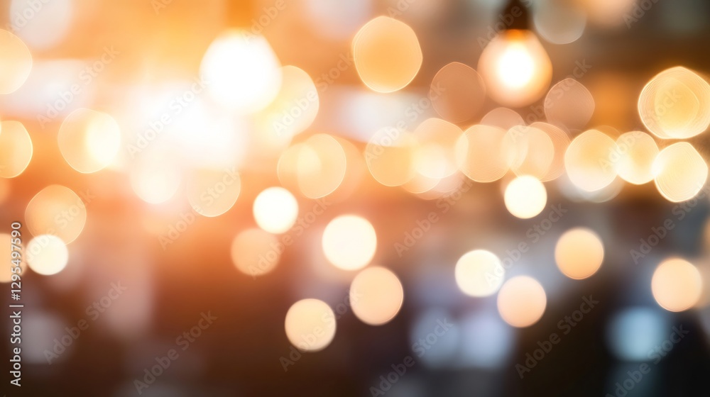 Fototapete Soft Beautiful Bokeh Background of Warm Golden Lights in an Ambient Setting : Generative AI