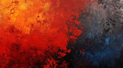 Fiery Abstract: A Canvas of Red, Blue, and Gray
