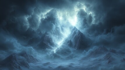 Stormy mountain range, night, fantasy, game background