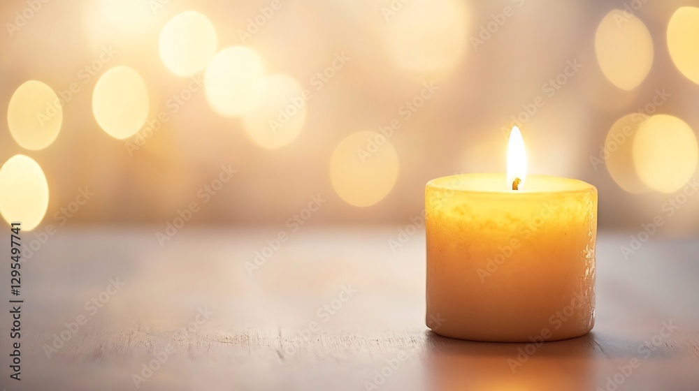 Leinwandbilder serene lit candle with warm bokeh background creating a peaceful ambiance for relaxation and meditat