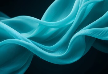 Obraz premium Aetherial Turquoise, Flowing abstract design, soft textures on black