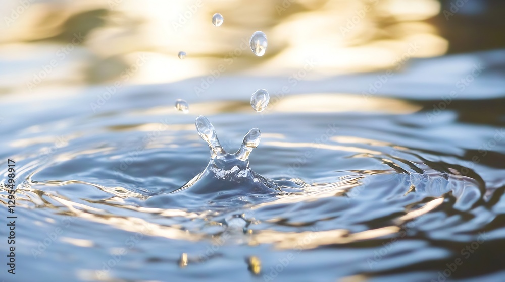 Leinwandbilder artistic capture of water splash creating beautiful circles in a calm water surface : generative ai