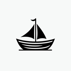 very simple flat and single minimalist Boat Silhouette in black on a white background