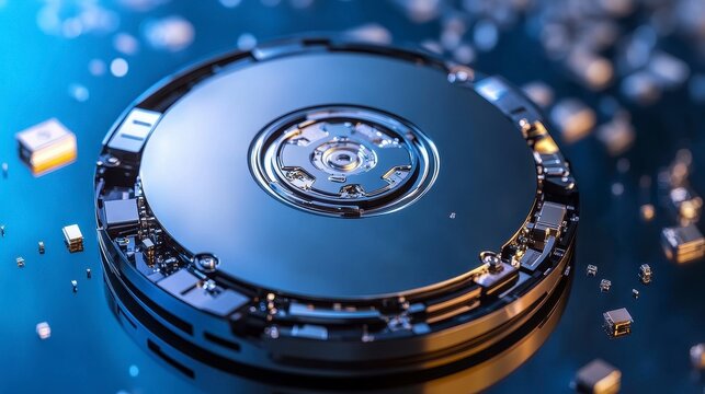 Close-Up View of High-Tech Data Storage Device in Abstract Setting