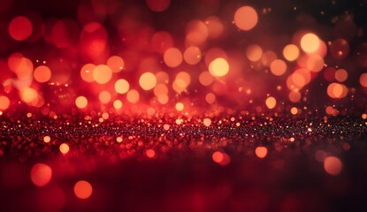 Red glitter bokeh background with warm lights
