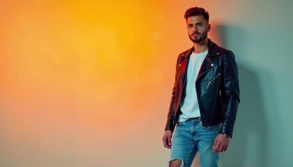 Minimalist outfit with leather jacket and ripped jeans, clothing, accessories, leatherjacket