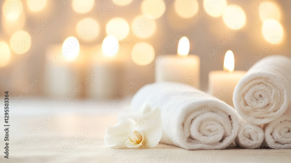 Leinwandbilder spa towels and candles creating a relaxing atmosphere with a touch of elegance : generative ai