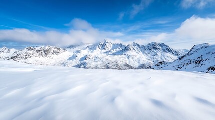 Obraz premium Breathtaking winter landscape featuring snow covered mountains and tranquil sky : Generative AI