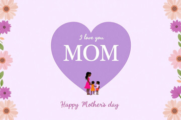 mothers day card with silhouette of mother and child