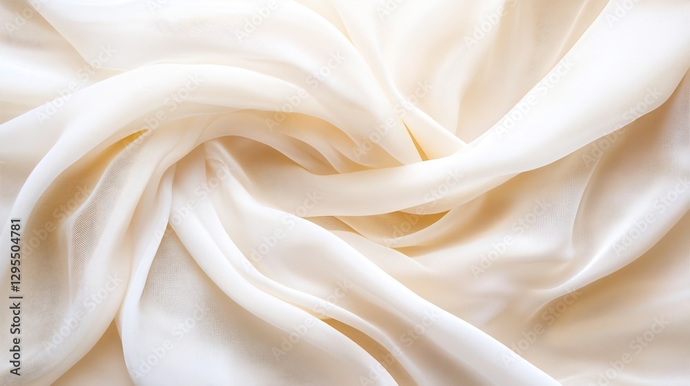 Poster elegant cream silk fabric draped beautifully creating soft waves and textures : generative ai