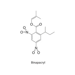 Fototapeta premium Binapacryl skeletal structure.Fungicide compound schematic illustration. Simple diagram, chemical formula.