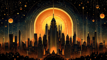 Fototapeta premium Cosmic Metropolis Skyline