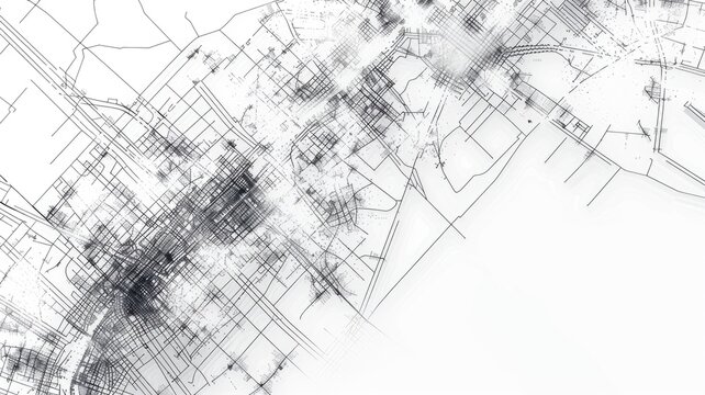 City plan picture with detail about road for transportation and location of infrastructure building inside town. Complex data of structure and street inside architectural map for construction. AIG53.