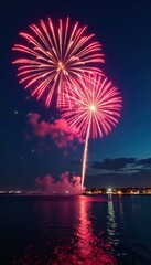 New Year's Eve fireworks exploding in the night sky with a QR code icon shining brightly, qr code, new year, sparklers