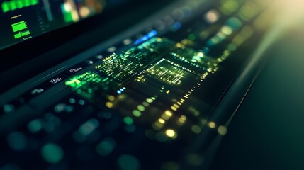 Obraz premium Futuristic digital technology abstract with glowing data and vibrant visual effects : Generative AI
