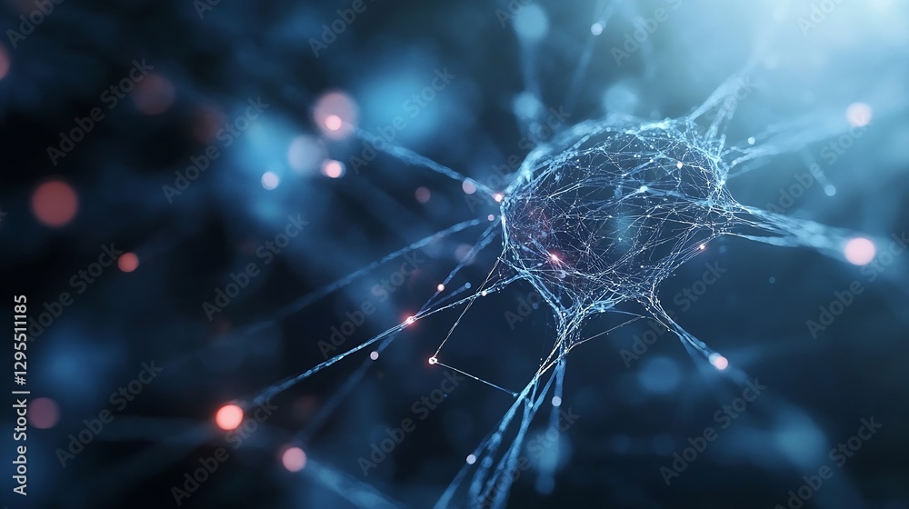 Poster Cuttingedge visualization of interconnected neurons and synapses illustrating the complexity of the human nervous system : Generative AI