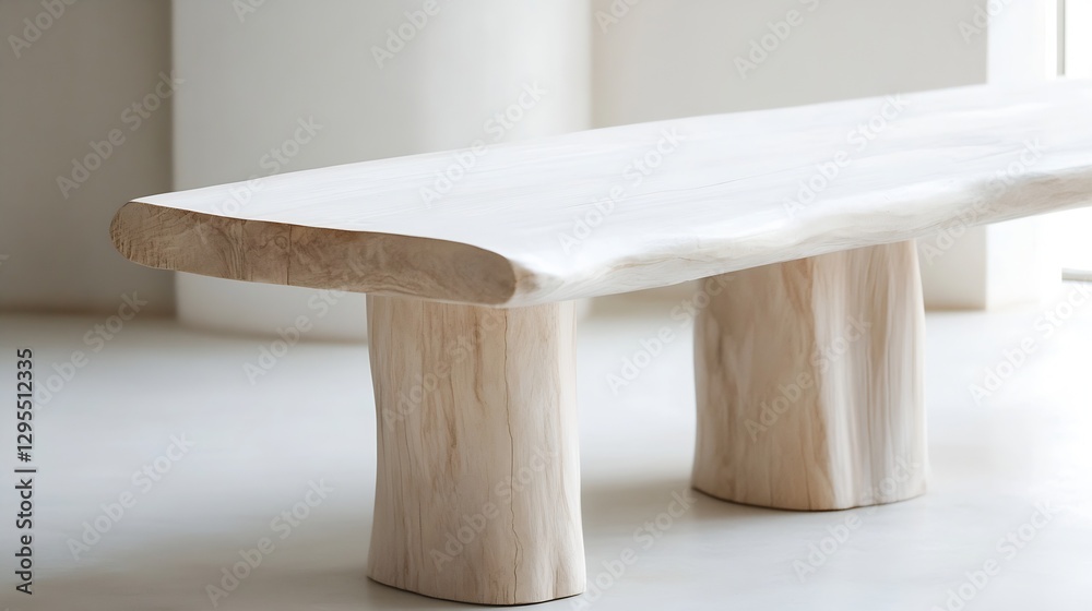 Poster contemporary wooden table designed with natural elements for a modern space : generative ai