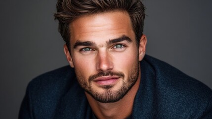 Obraz premium Portrait of a handsome man with captivating green eyes