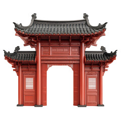 Fototapeta premium Traditional Chinese Red Gate Architecture Entrance Design