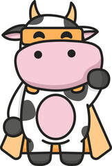 Cute cow super hero vector mascot