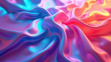 Obraz premium Shiny fabric with vibrant colors of blue, pink, and purple, creating a smooth and luxurious texture.