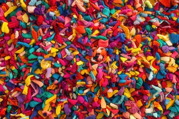 Fototapeta premium Colorful Fabric Scraps, Artisan Workshop, Textile Background, Recycling