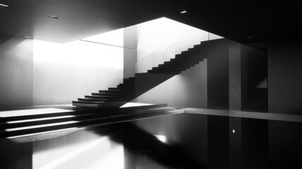 Obraz premium Modern minimalist concrete staircase interior design