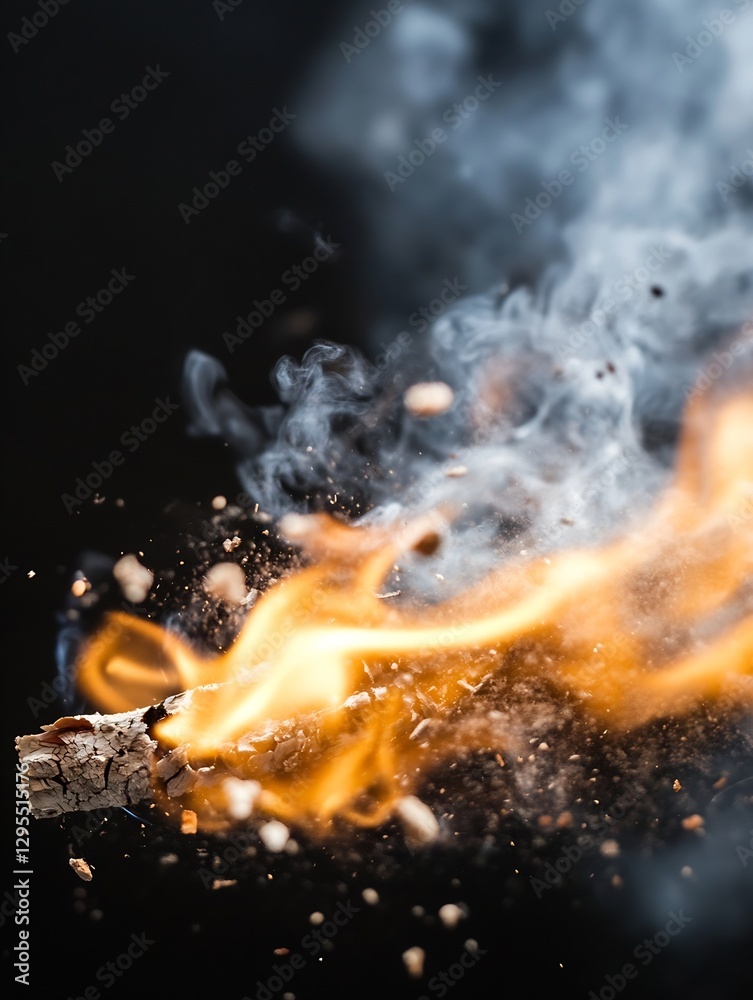 Leinwandbilder Dynamic capture of fire flames and smoke swirling together creating a mesmerizing visual of destruction and energy : Generative AI