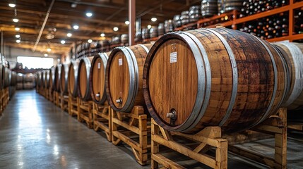 wine barrels in cellar