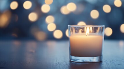 Calming Aromatic Candle with Soft Warm Light and Beautiful Bokeh Background Relaxing Mood : Generative AI