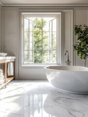 Fototapeta premium Photo of white marble estate bathroom