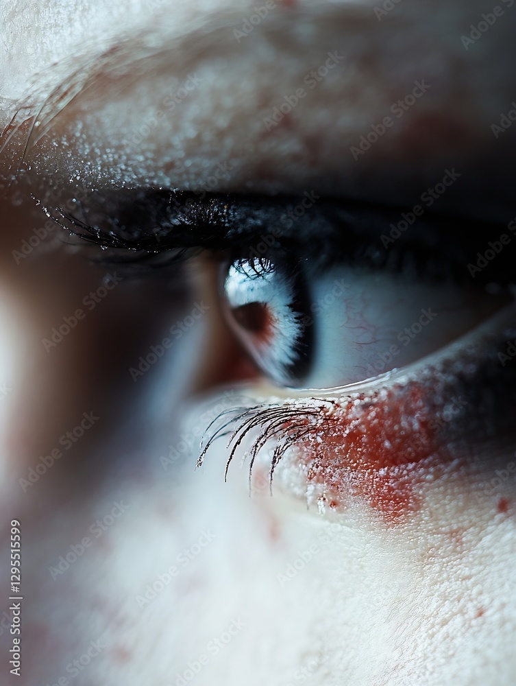 Poster close up of a striking human eye with a unique and creative artistic look and texture : generative a