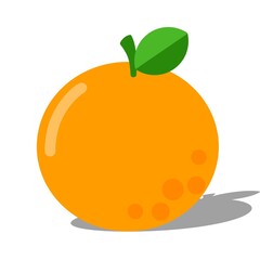 vector illustration of an orange, orange, orange with leaf and shadow on white background, fruit, orange fruit, fruit element, food, fruit background, for decoration, for precentation, for education