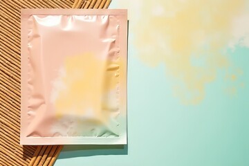 Pastel-Colored Face Mask Packaging on a Light Teal Background