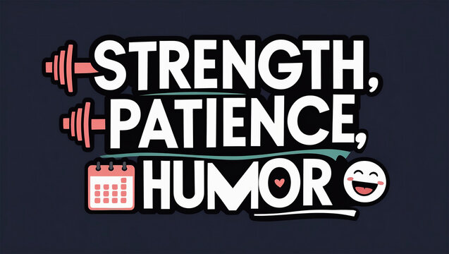 Strength and humor combine in a motivational design showcasing resilience and positivity through life’s challenges
