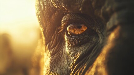 Close up view of an african elephant showing its eye