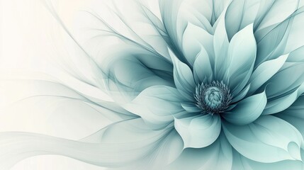 Abstract light teal floral design on a white background