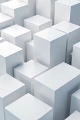 Obraz premium Random shifted white cube boxes , abstract pattern, minimalist style, design element