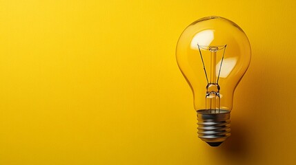 A single clear lightbulb on a yellow background.