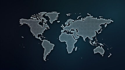 Fototapeta premium Blue vector world map illustration on a black background, perfect for global business, travel, and geography designs