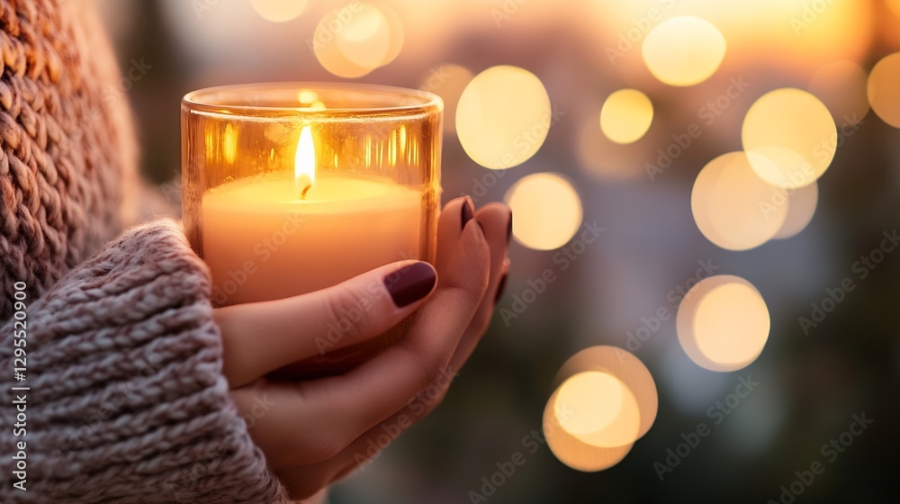 Poster cozy home atmosphere with candlelight and warm hues in soft focus background : generative ai