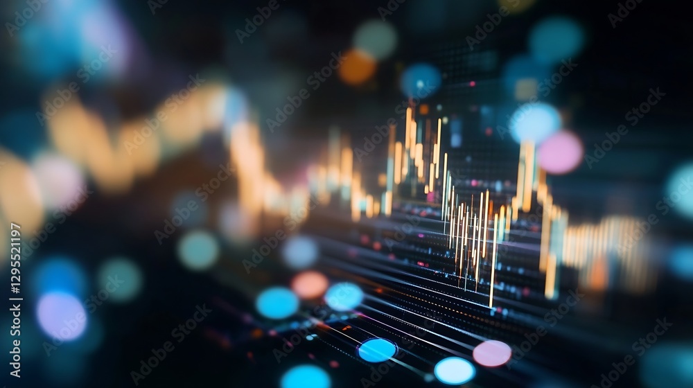 Leinwandbilder abstract illustration of financial market data visualization with charts and graphs : generative ai