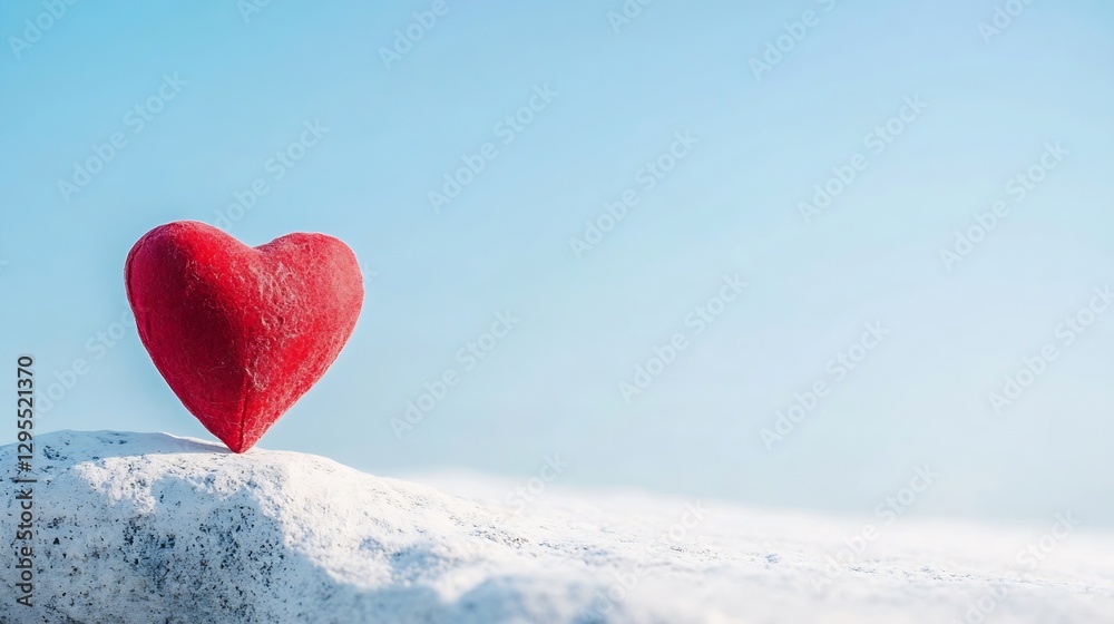 Poster artistic red heart shaped stone on a white background symbolizing love and affection : generative ai