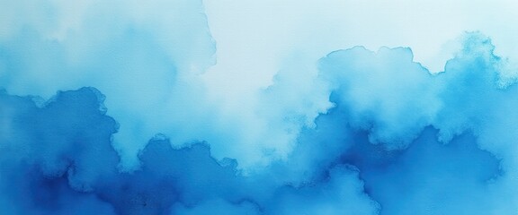 Obraz premium Abstract Blue Watercolor Background with Blurry Ink Stains