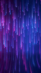 Vertical illustation of glowing neon lines in blue and magenta - abstract background.