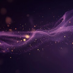 Fototapeta premium Ethereal violet wave with golden particles floating in dark space creating a dreamy and magical atmosphere perfect for abstract backgrounds and designs