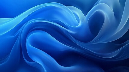 Fototapeta premium Abstract blue flowing fabric waves.