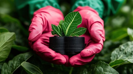 Person holding a small green plant in hands celebrating world food day and world vegetable day